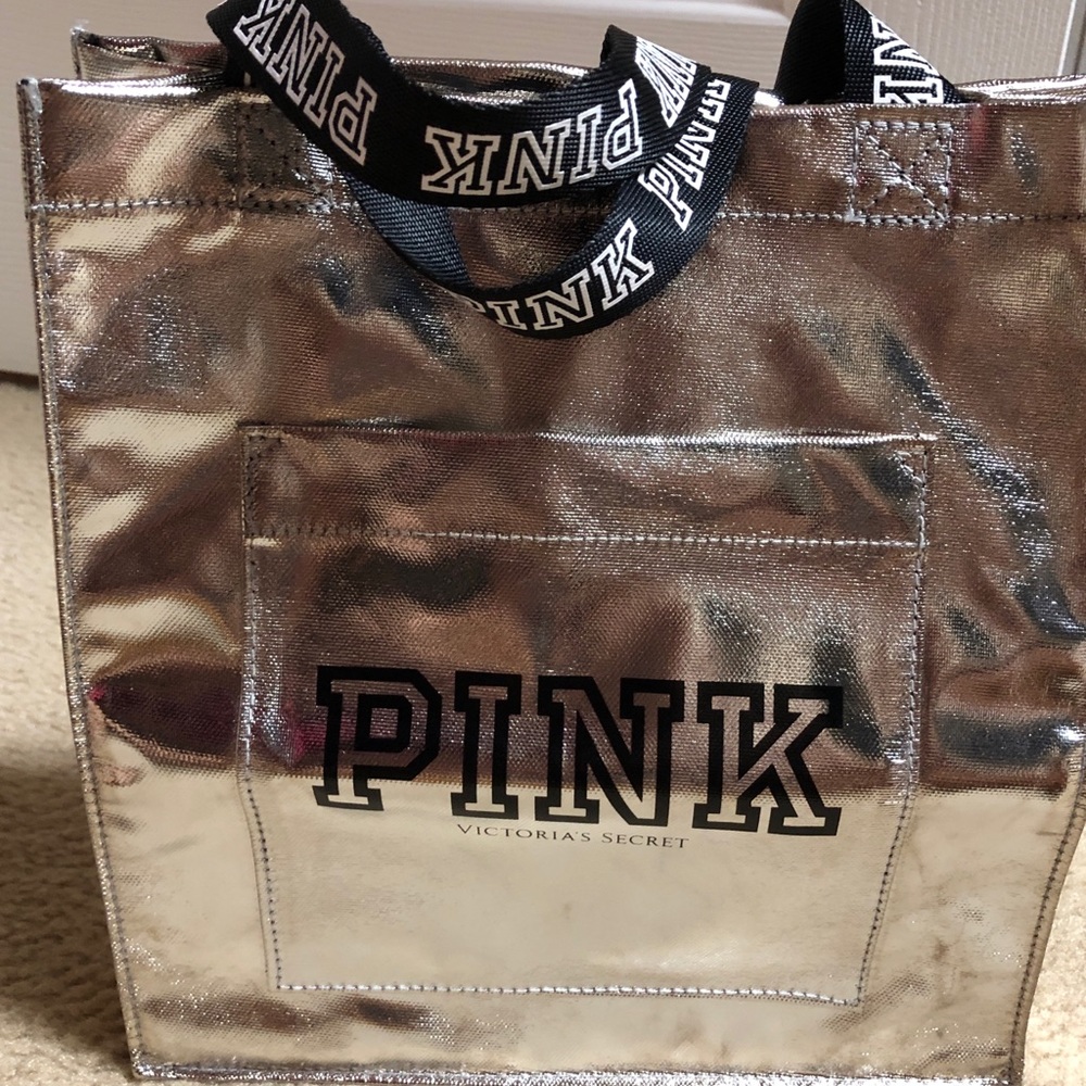 PINK/ Victoria Secret Iridescent Silver Small Tote